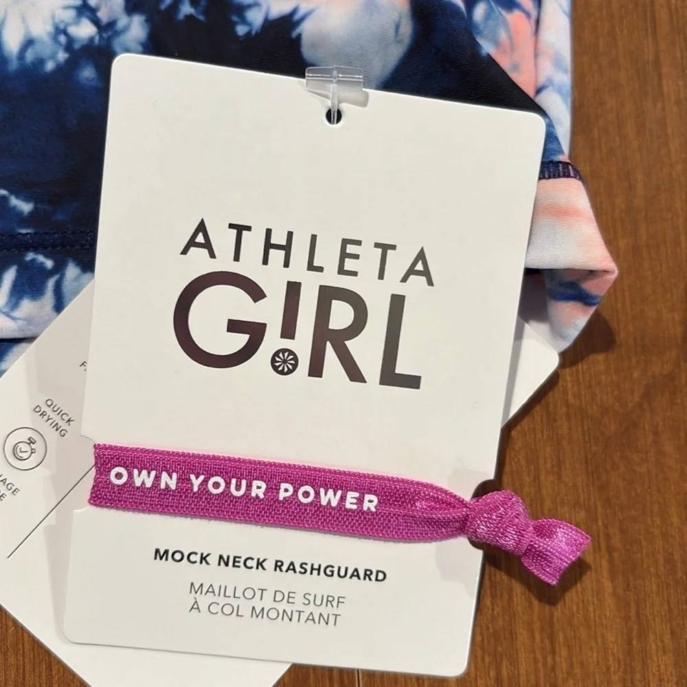 Athleta Girl 3 piece set of Mock Neck Rashguard, Tankini, & Bikini Bottom Sz 12